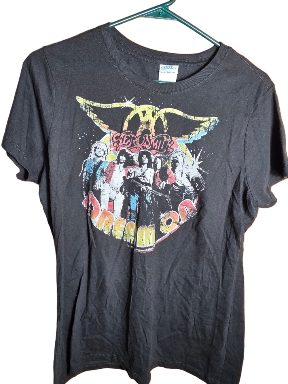 Port Authority Black Aerosmith Dream On Graphic Tee Retro Music Concert 90's Y2K